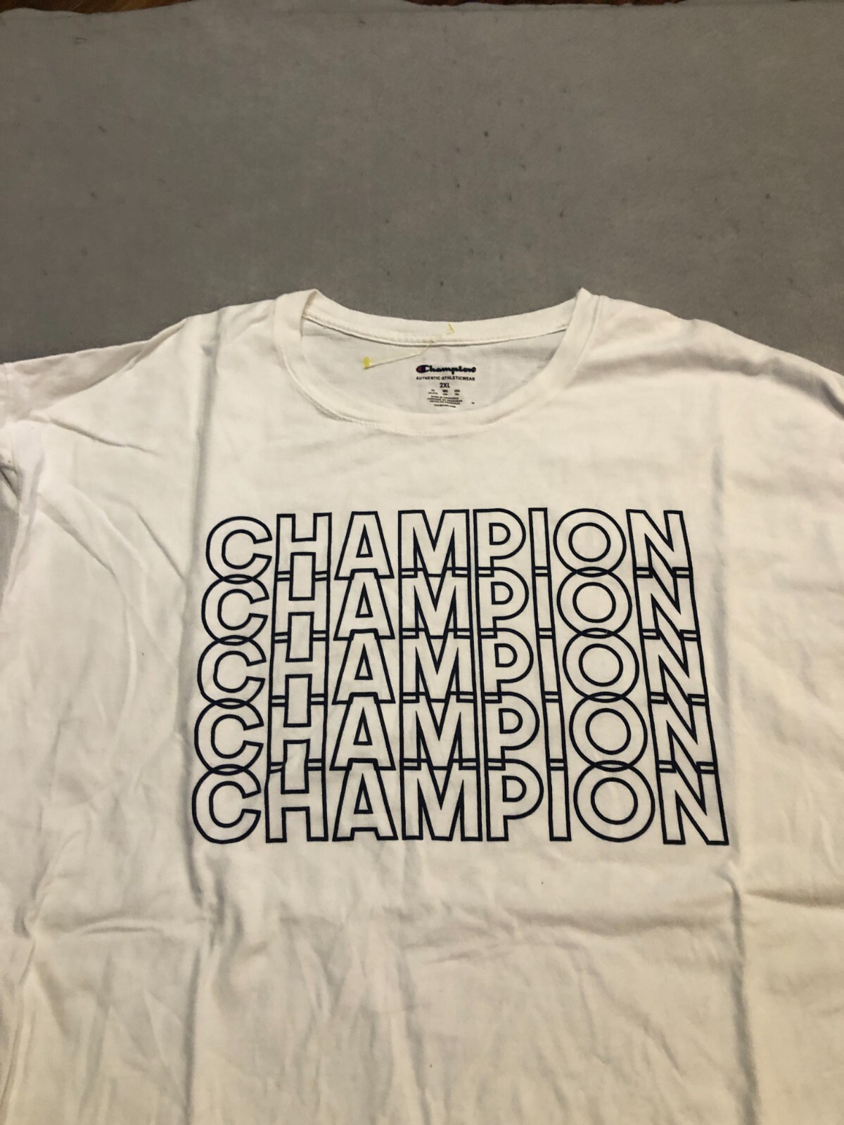 Champion Shirt Men's 2XL Layered Logo White Cotton Activewear/Casual gallery