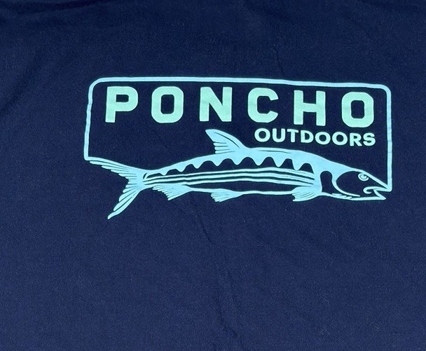 Poncho Outdoors T Shirt Mens 2XL Blue Short Sleeve Fishing Graphic Tee gallery