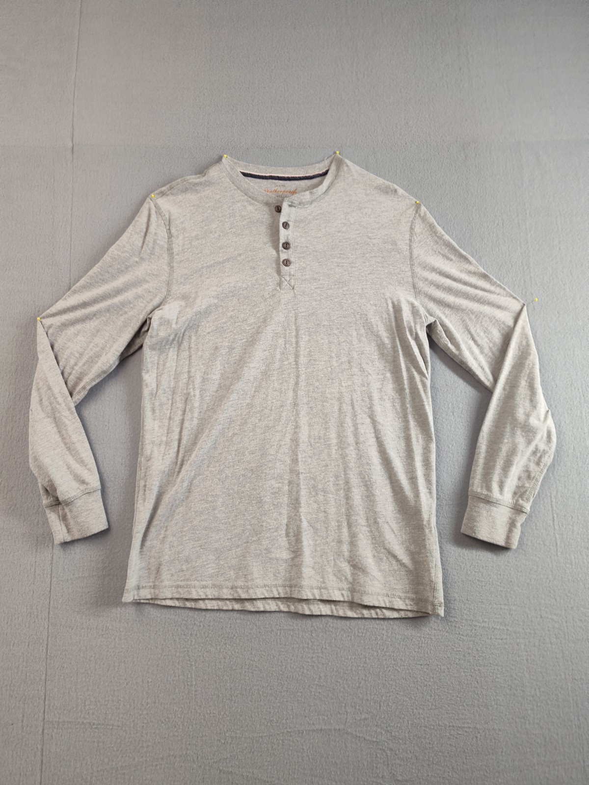 Weatherproof Men Shirt M Gray Henley Neck Long Sleeve Flat Front Pullover Tee gallery