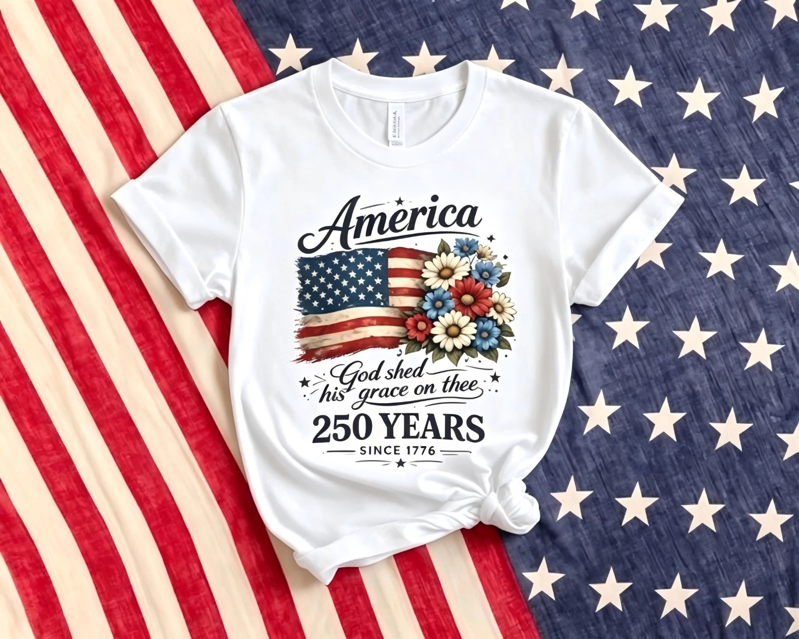 America 250 Years Flag Floral Shirt 250th Anniversary Patriotic 4th Of July Tee gallery