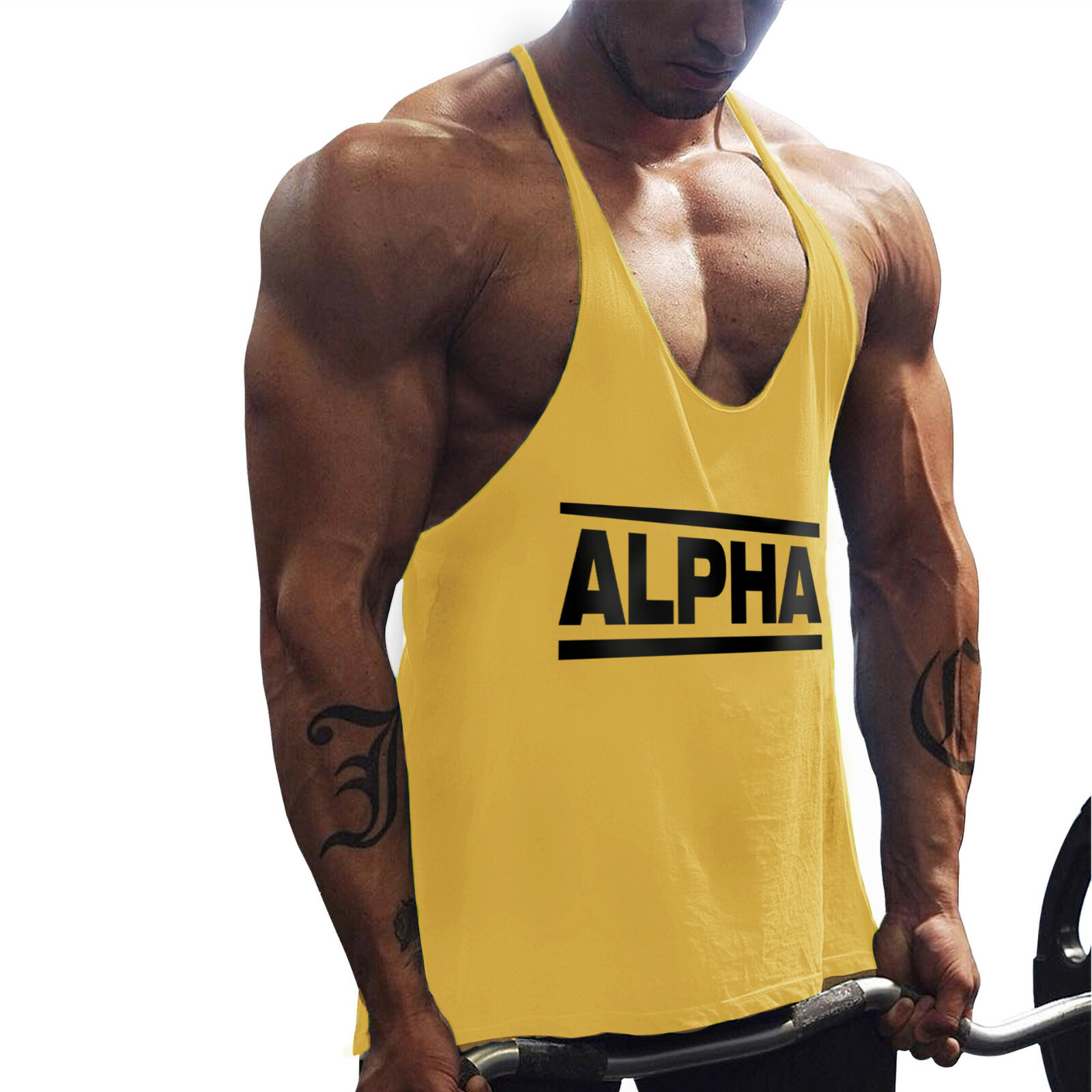 Gym New Mens Bodybuilding Tank Tops Fitness Singlet Stringer Y-Back Muscle Vest gallery