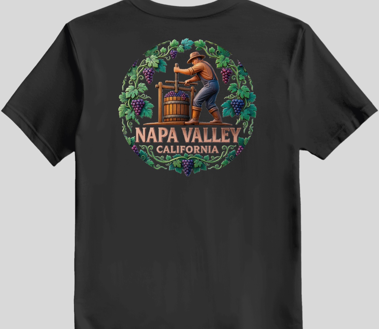 Napa Valley California Wine Country Graphic T-Shirt- Grape Press PC150