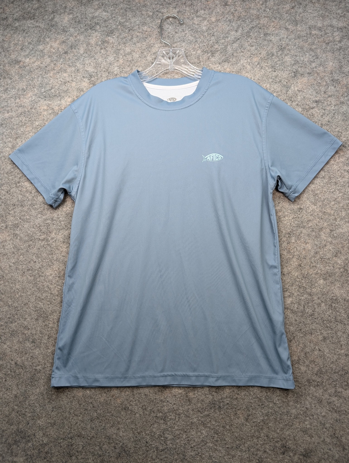 AFTCO Shirt Mens Small Gray Short Sleeve Stretch Performance Fishing gallery