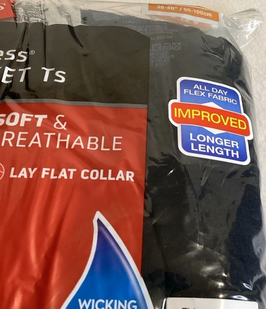 2 Hanes Pocket T-Shirts Men's Size Medium 38-40" Short Sleeve Black & Gray NEW gallery