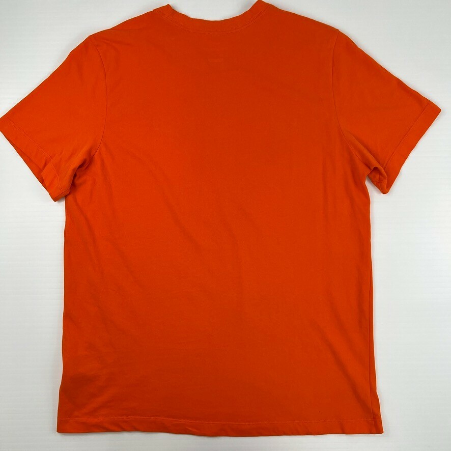 Nike Shirt Men Large Center Swoosh Spell Out Dri Fit Orange Work Party Core Ex gallery