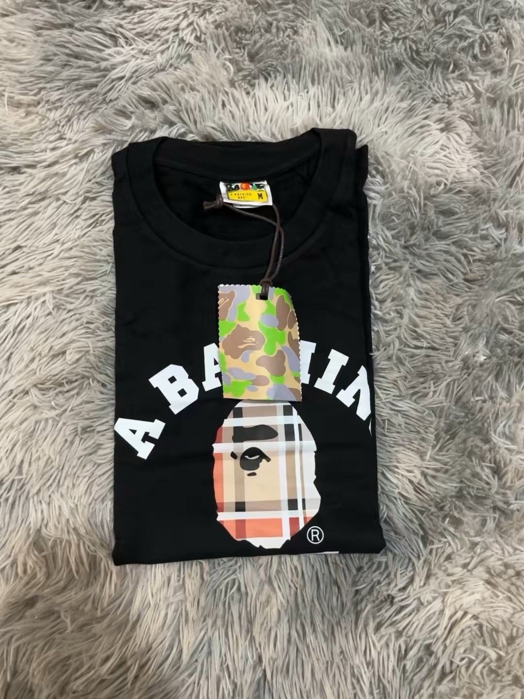 A Bathing Ape BAPE Black Ape Head Logo Graphic Tee Cotton Crew Neck Men's M gallery