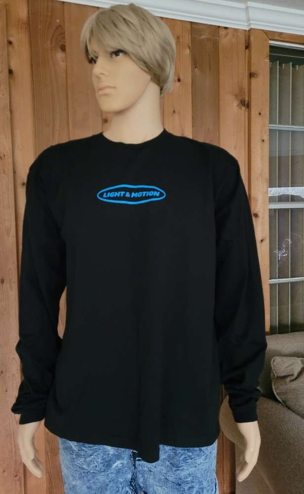LIGHT & MOTION LOGO GRAPHIC T-SHIRT LONG SLEEVE Sz L 100%ORGANIC COTTON