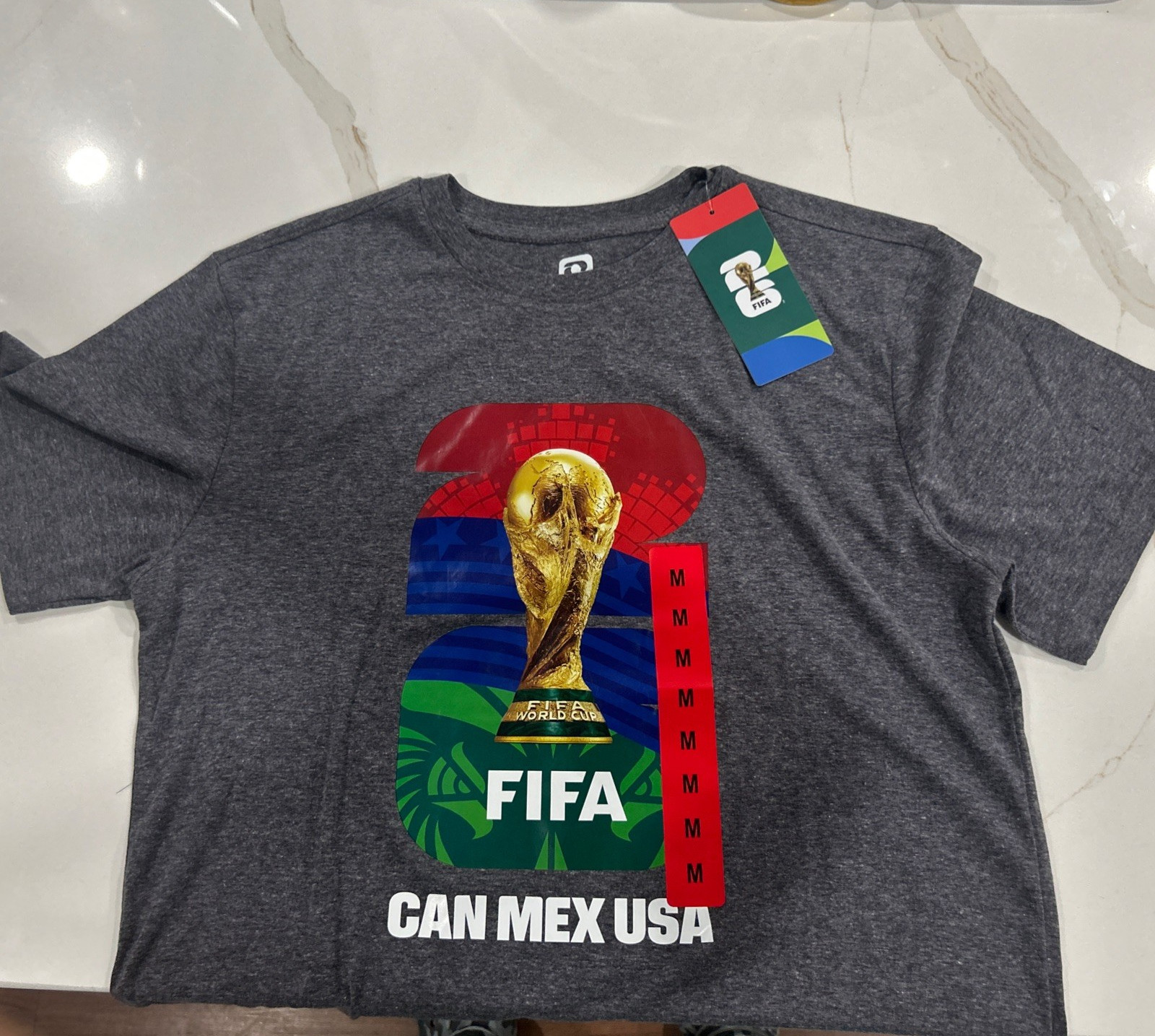 FIFA World Cup Men’s M Gray Graphic Print Logo Crew Neck Short Sleeve T-Shirt gallery