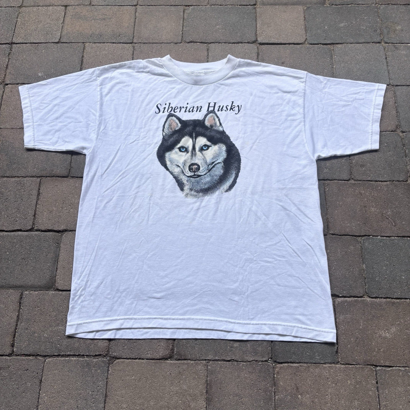 Vintage 90s Siberian Husky Dog Nature T Shirt White Size XL Made in USA gallery