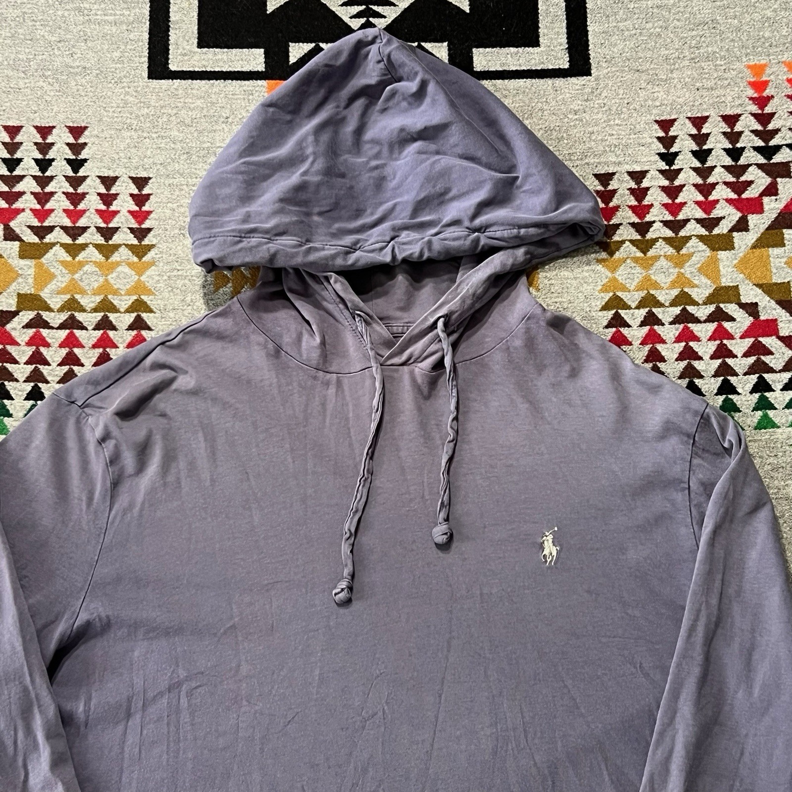 Polo Ralph Lauren Hooded T-Shirt Mens Large Purple Long Sleeve Pony Preppy A7 gallery