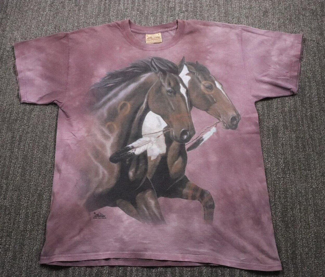 The Mountain VTG Y2K T-Shirt Horses Native American Men’s Large Nature Art