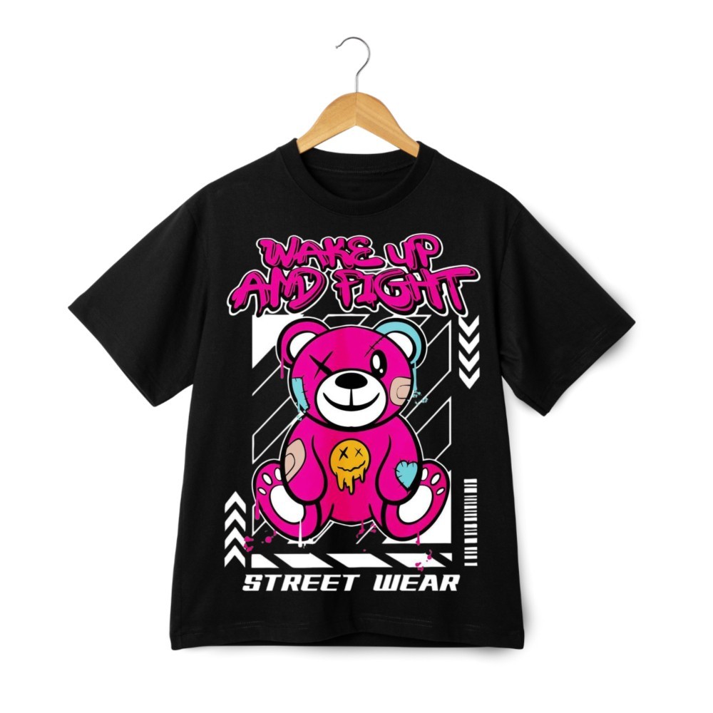Graffiti Teddy Bear Graphic T-Shirt Retro Streetwear Bold Cute Punk Style Tee gallery