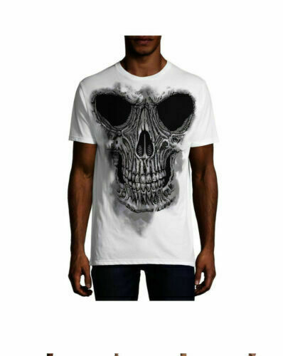 Mens Halloween Skeleton Sketchy Skull Graphic T-Shirt Size L (42-44) White Black gallery