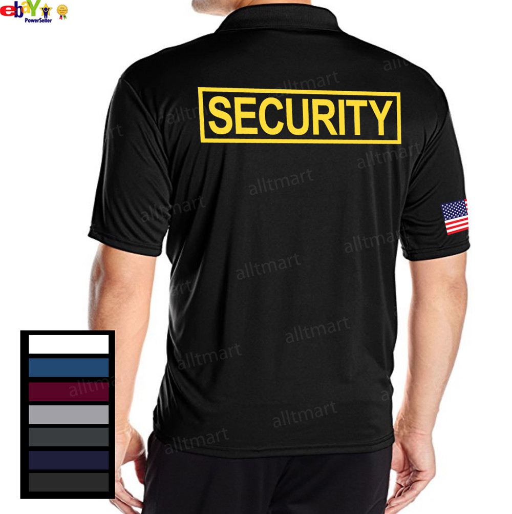 NW SECURITY AMERICAN FLAG POLICE STAFF UNIFORM PARTY COLLAR DRY FIT POLO T-SHIRT gallery