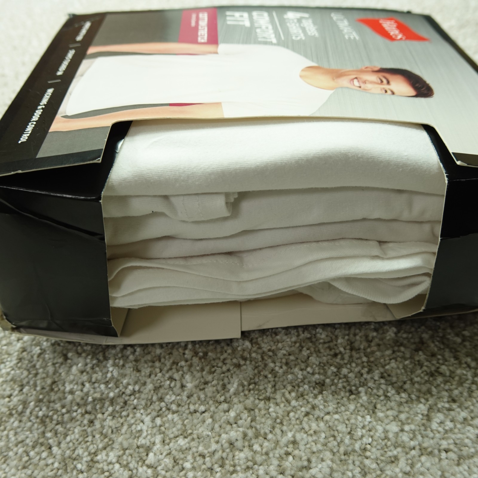 Hanes Shirts Mens Extra Large 46/48 White Cotton Stretch Comfort Fit 4 Pack gallery