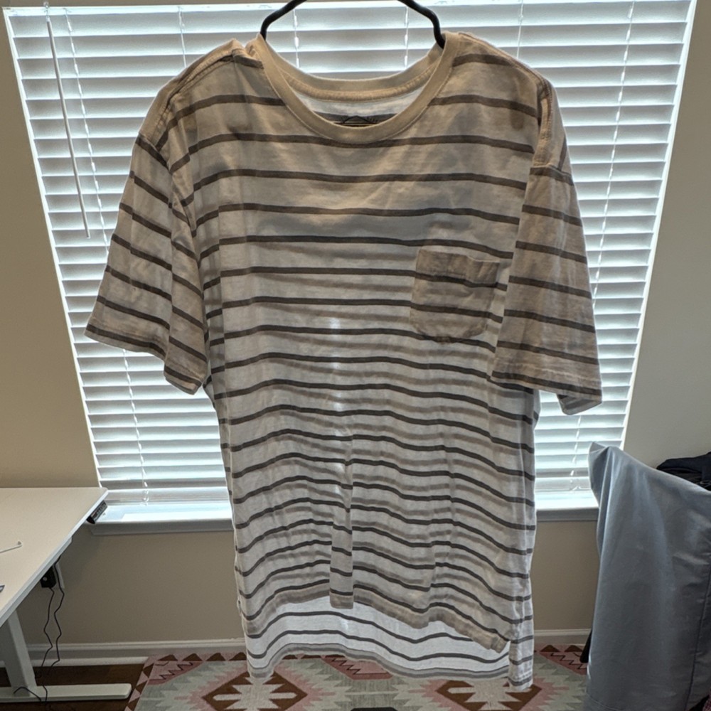 Red Camel XX-Large Striped Cotton Jersey Crew Neck Pocket T-Shirt White Gray Men