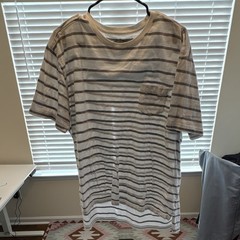 Red Camel XX-Large Striped Cotton Jersey Crew Neck Pocket T-Shirt White Gray Men