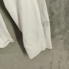 RUSSEL Men’s Long Sleeve T-shirt MEDIUM White Casual Printed 100% Cotton