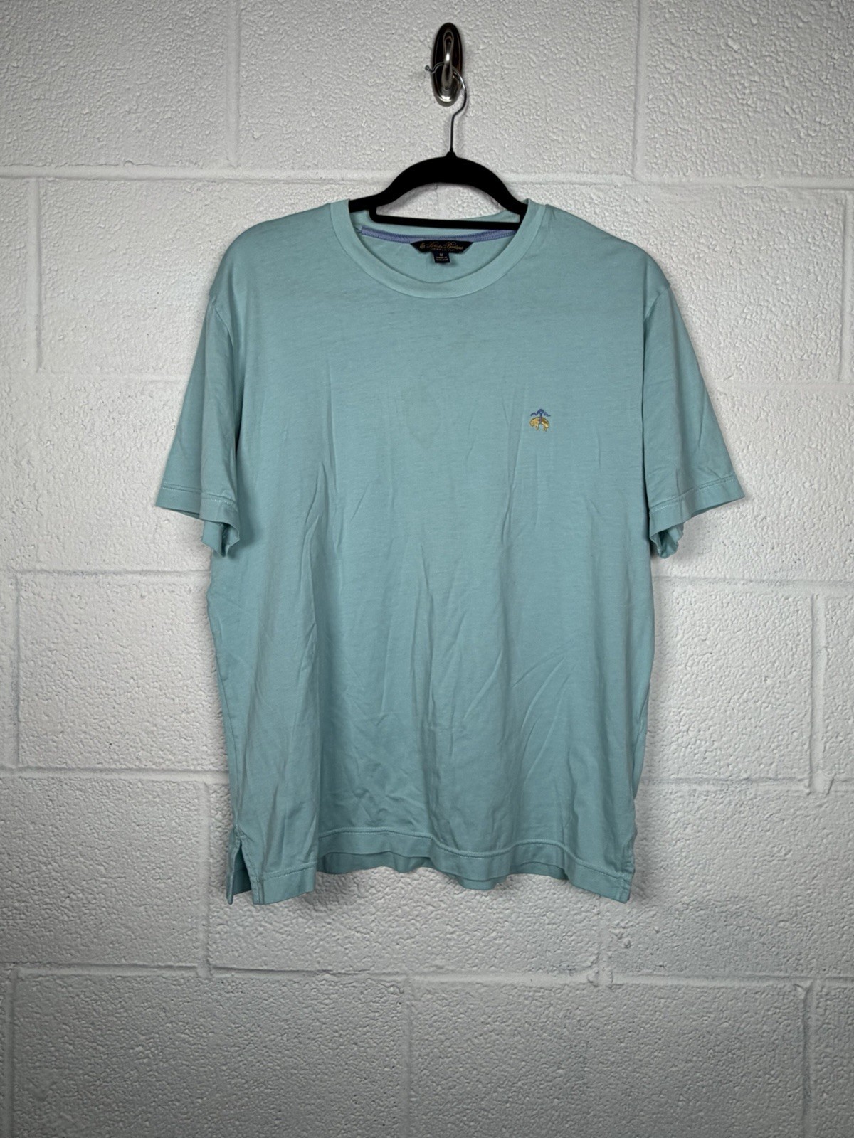 Brooks Brothers Supima Cotton T Shirt Mens Medium Blue Short Sleeve Logo Tee REA