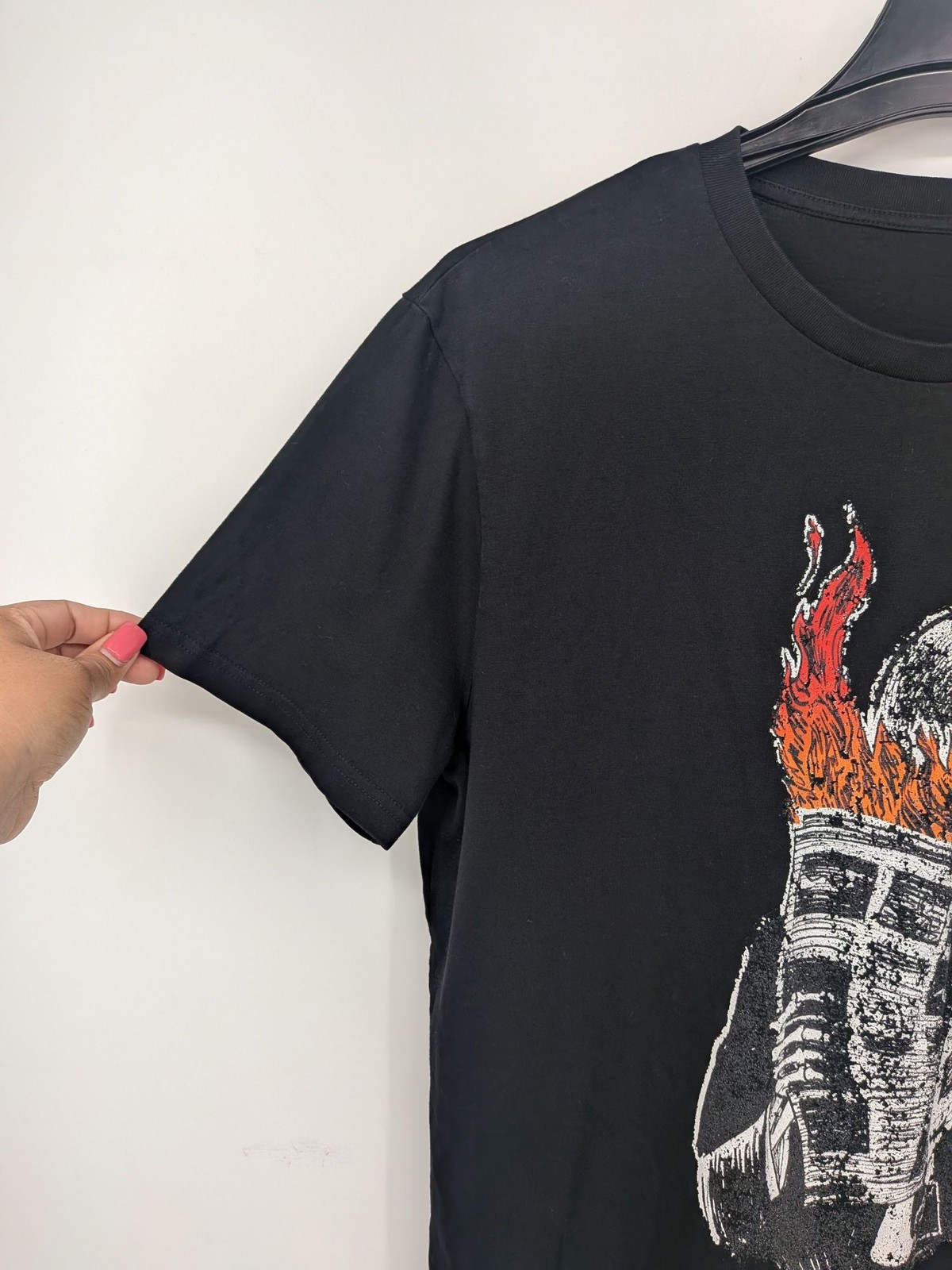Skull Flame Graphic Print T Shirt Organic Cotton Goth Punk Streetwear Y2K Large gallery