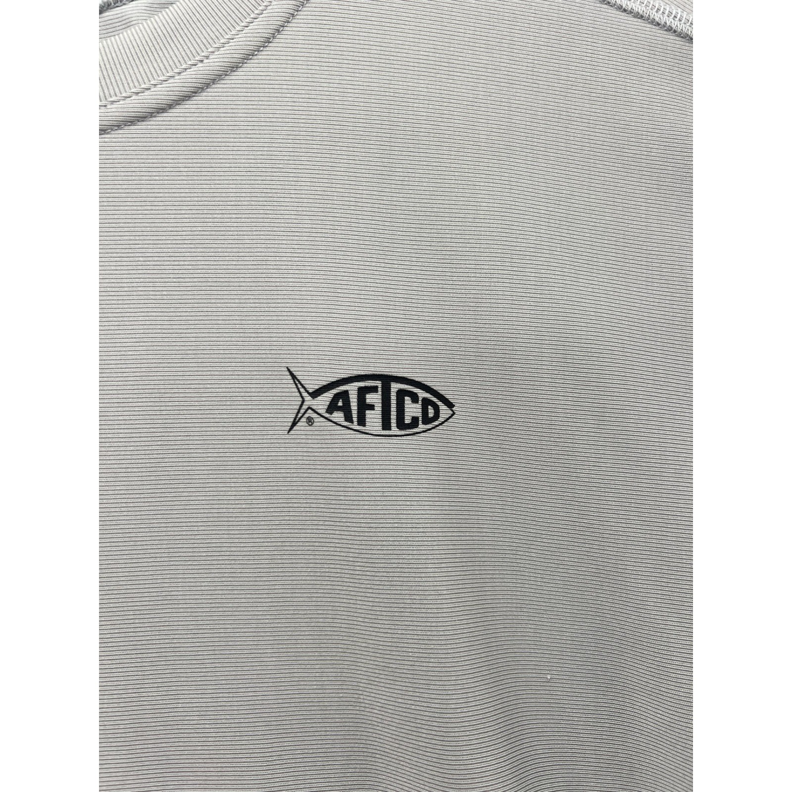 AFTCO Shirt Mens Long Sleeve Fishing Gray Performance Logo Tee Size L gallery