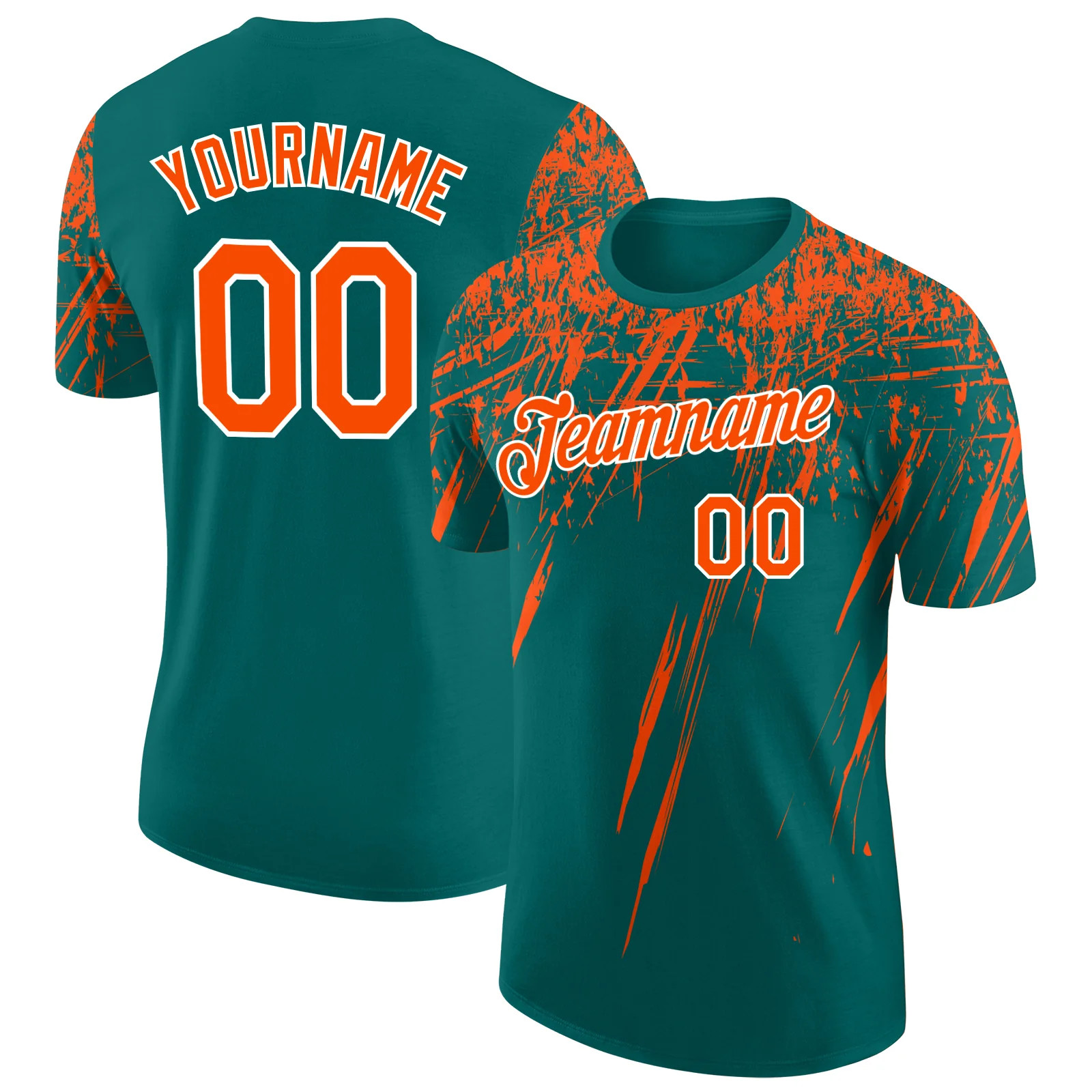 Custom Teal Orange Distressed Brush Shirt Abstract Art Lover Gift For Him gallery