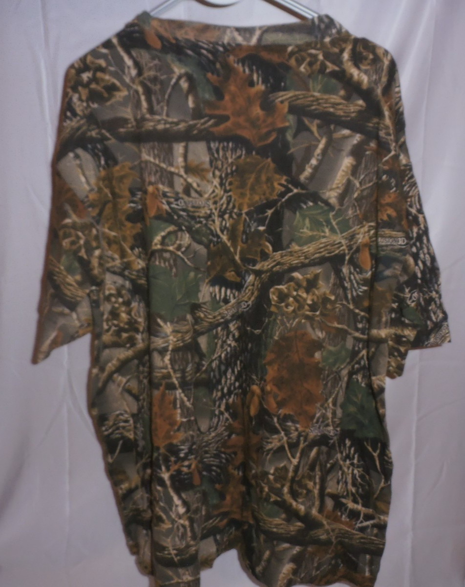 Cabelas Men Size XL Mossy Oak Camo Shirt Brown Camouflage Short Sleeve Hunting gallery