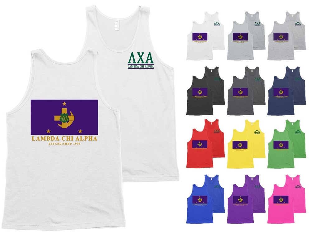 Lambda Chi Alpha Fraternity Flag Bella + Canvas Tank Top Shirt – NEW