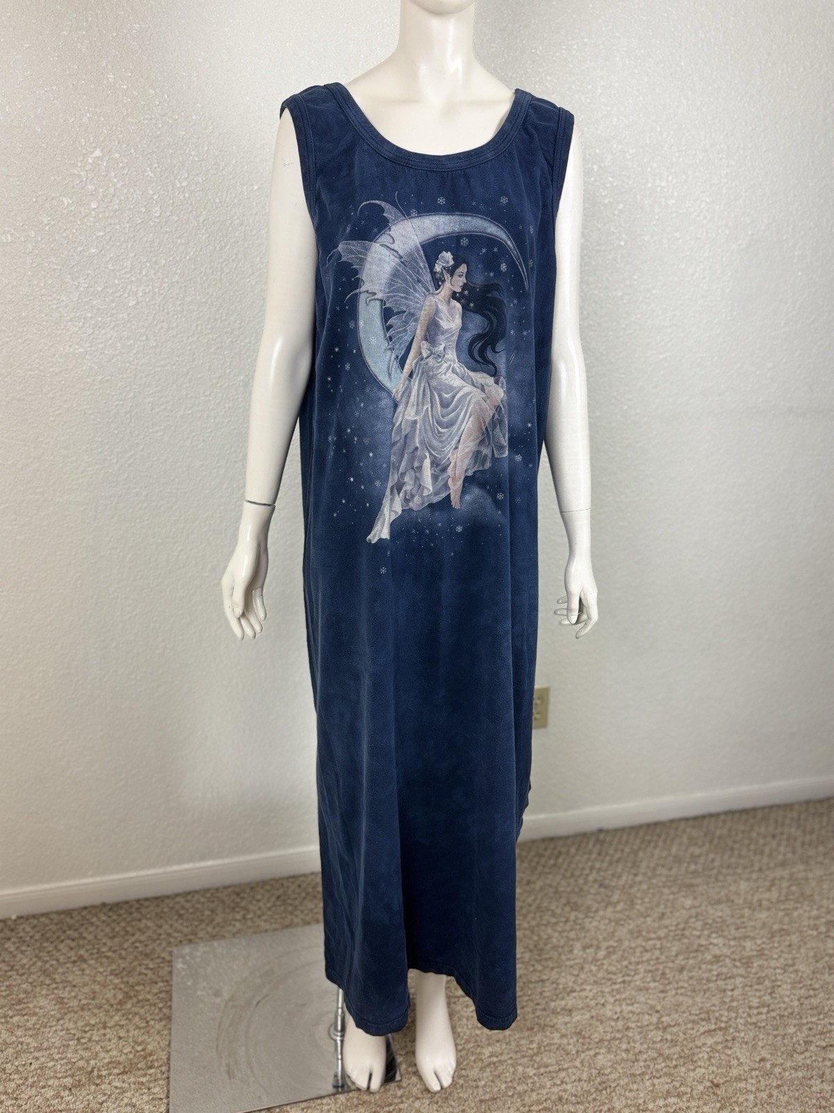 The Mountain Vintage Fairy Moon Blue Tie Dyed Crew Neck Shirt Size 2XL gallery