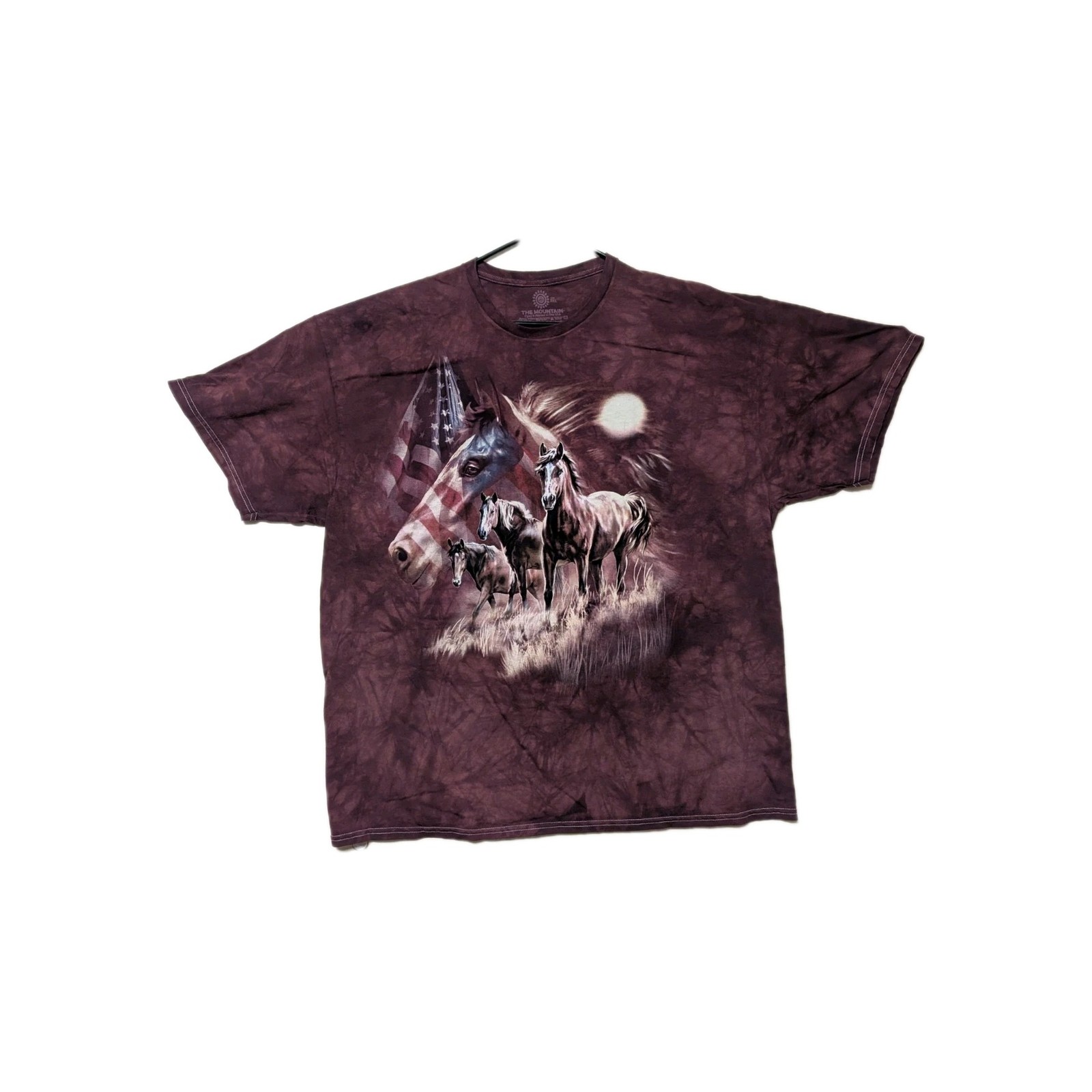 The Mountain Mens T-shirt Burgundy "Patriotic Wild Horses" New Logo 2XL #6359 gallery