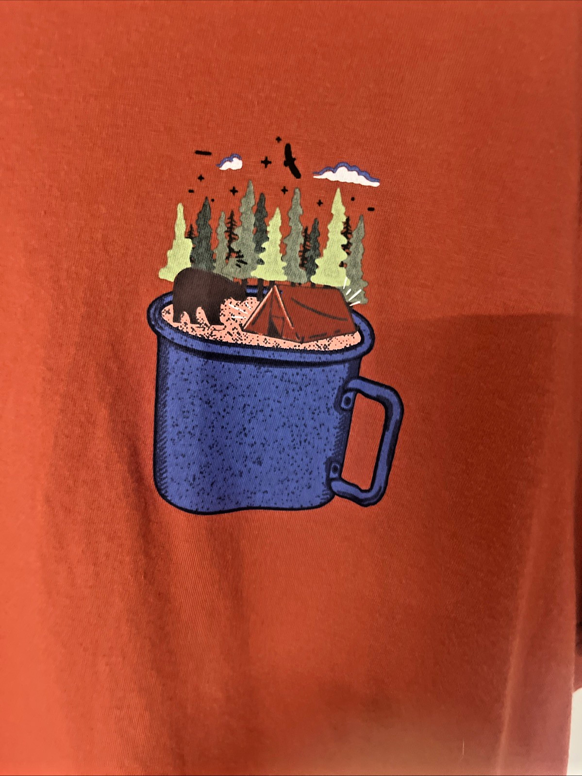 Alpine Design XL Camping Graphic Tee Burnt Orange Bear Forest Camp Shirt gallery