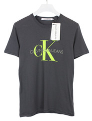 Calvin Klein Jeans T-Shirt Mens M Pullover Stretchy Gray Logo Crew Neck