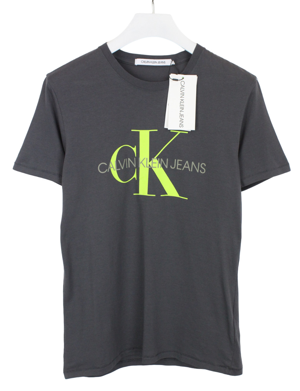 Calvin Klein Jeans T-Shirt Mens M Pullover Stretchy Gray Logo Crew Neck