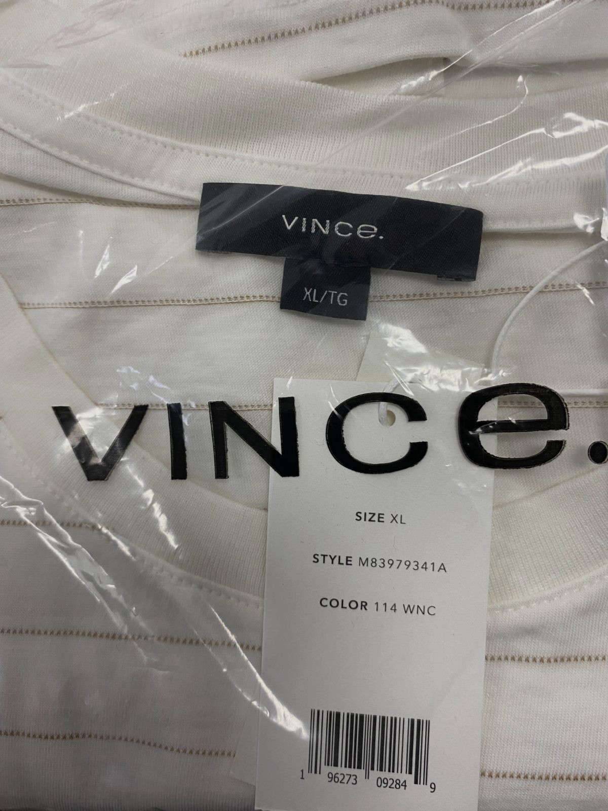 $145 Vince Men's White Striped Cotton Longsleeve T-Shirt Size XL gallery