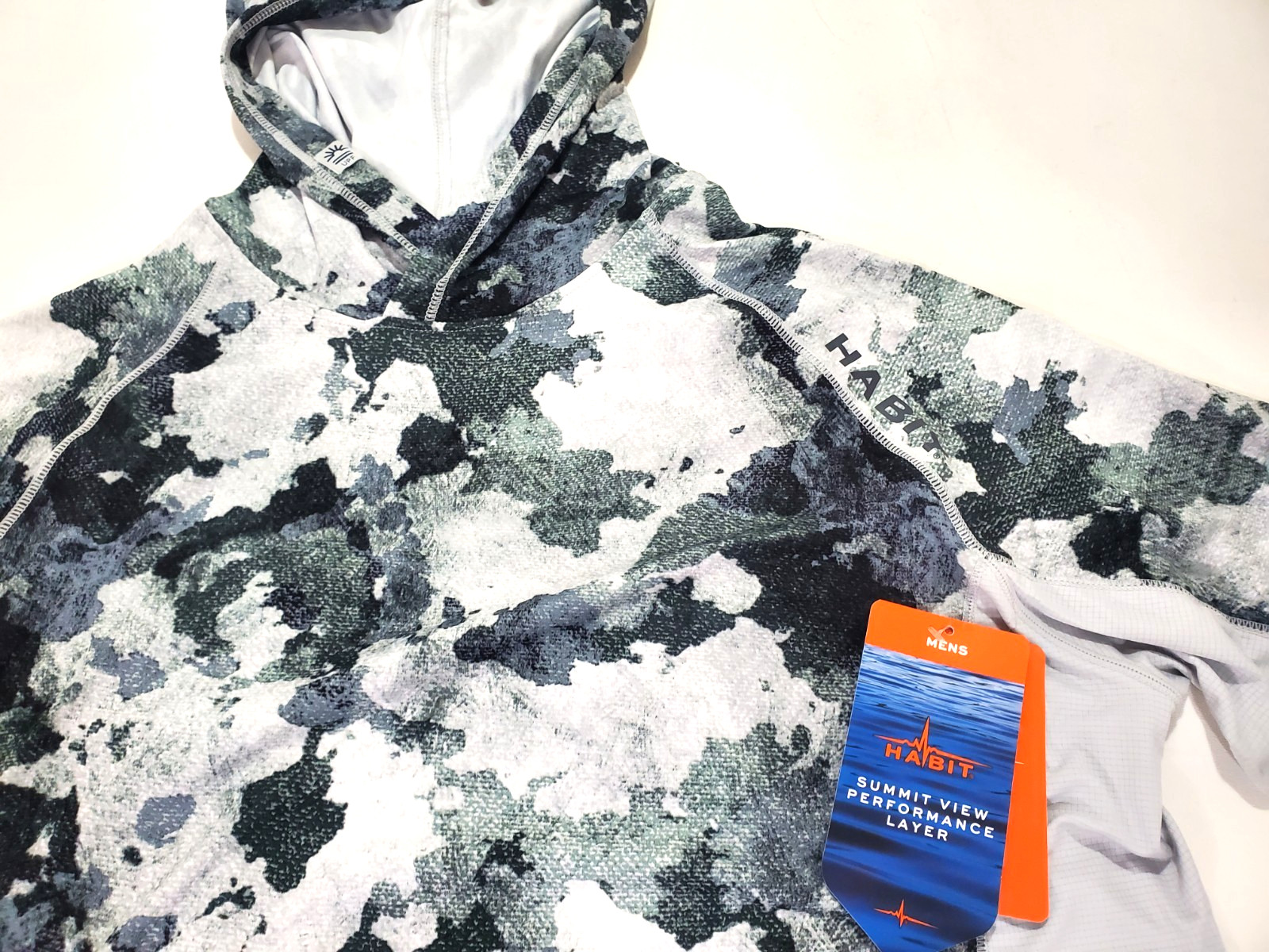 Habit Mens XL Summit View Hooded UPF 50+ Performance Layer Cloudfire Camo NWT gallery
