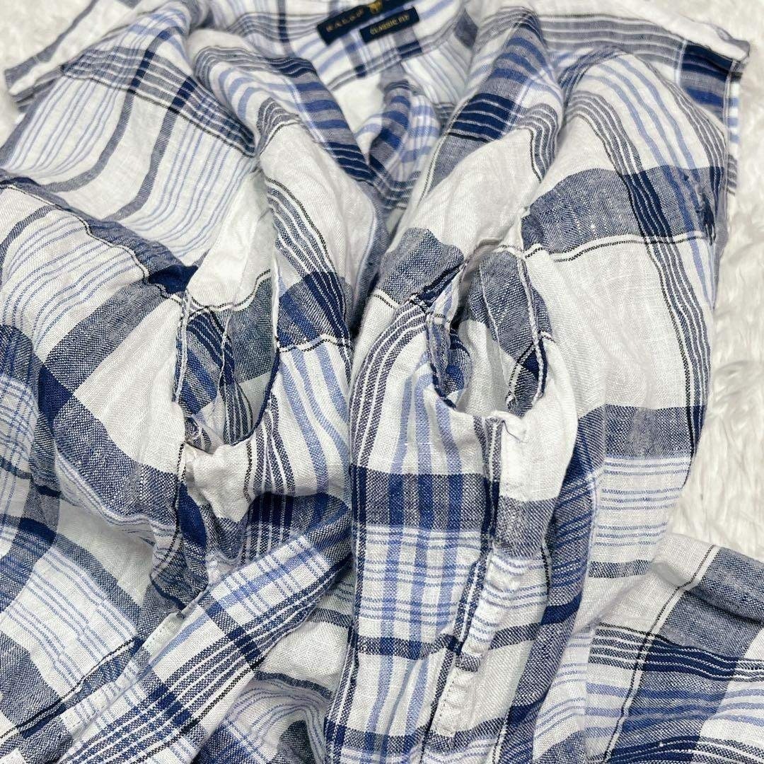 Ralph Lauren Linen Madras Check Long Sleeve Shirt with Pony Embroidery Blue/Whi gallery