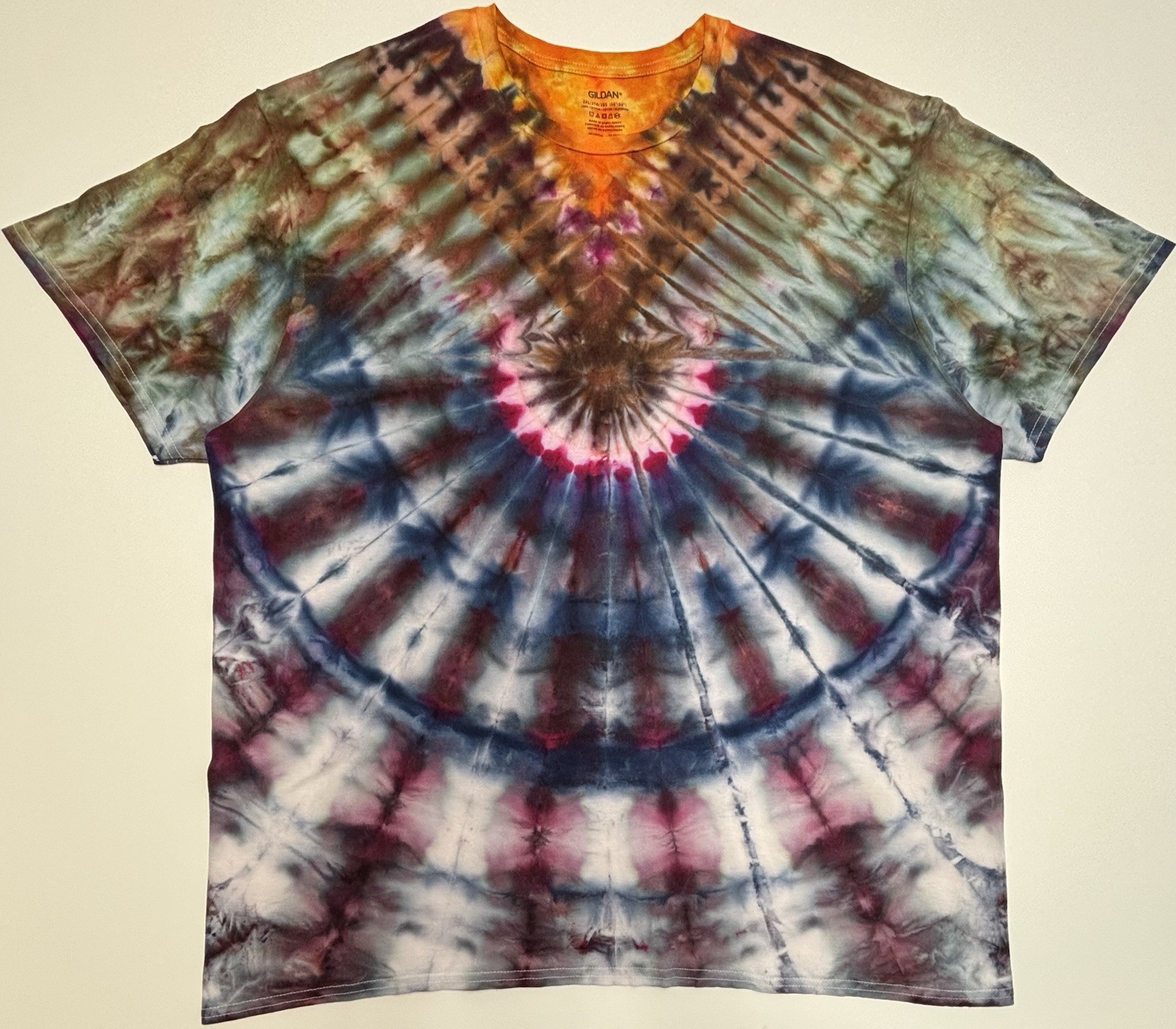 Handmade Ice Tie Dye Adult T-Shirt Size 2XL Multicolor Patriotic Gildan Tee NEW gallery