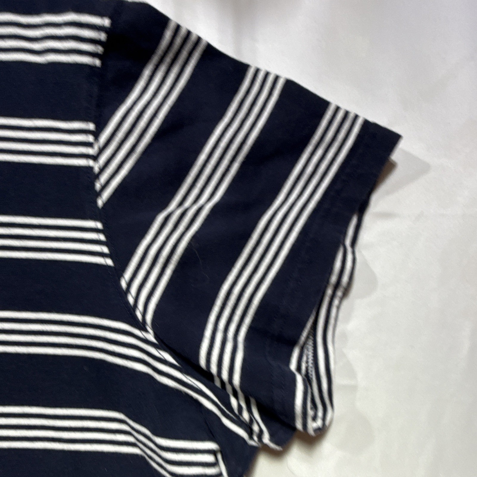 L.L.Bean Men's Navy/White Striped Logo Crew Neck Short Sleeve Knit Tee 2X gallery