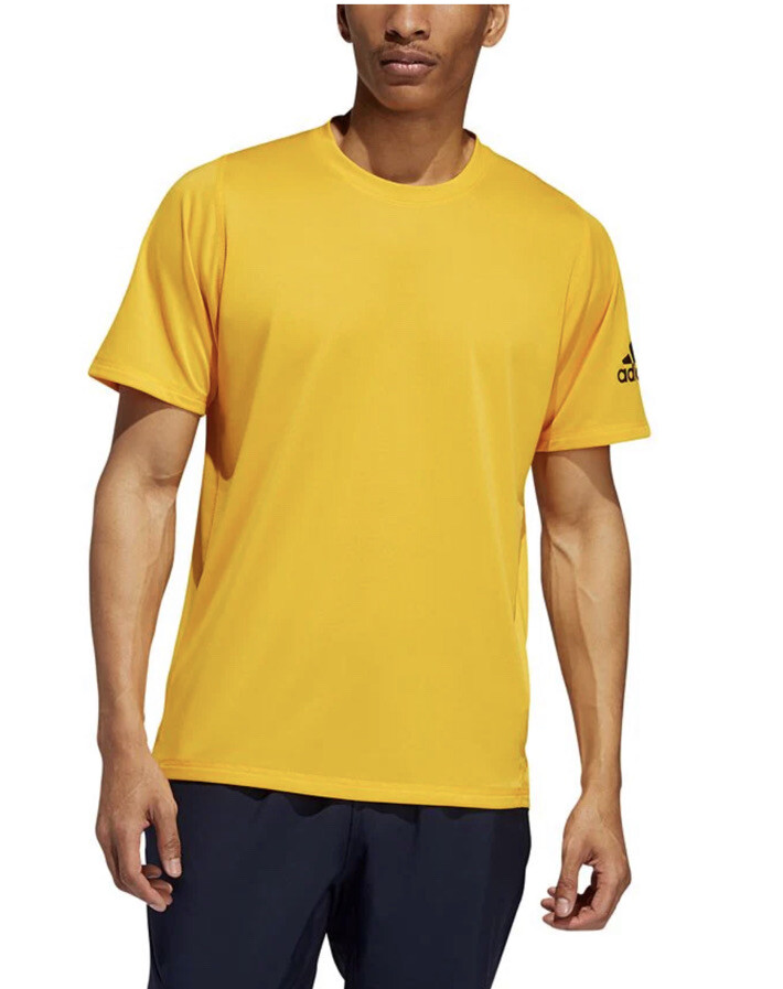 Adidas men's workout the go to tee shirt yellow 100% Cotton New gallery