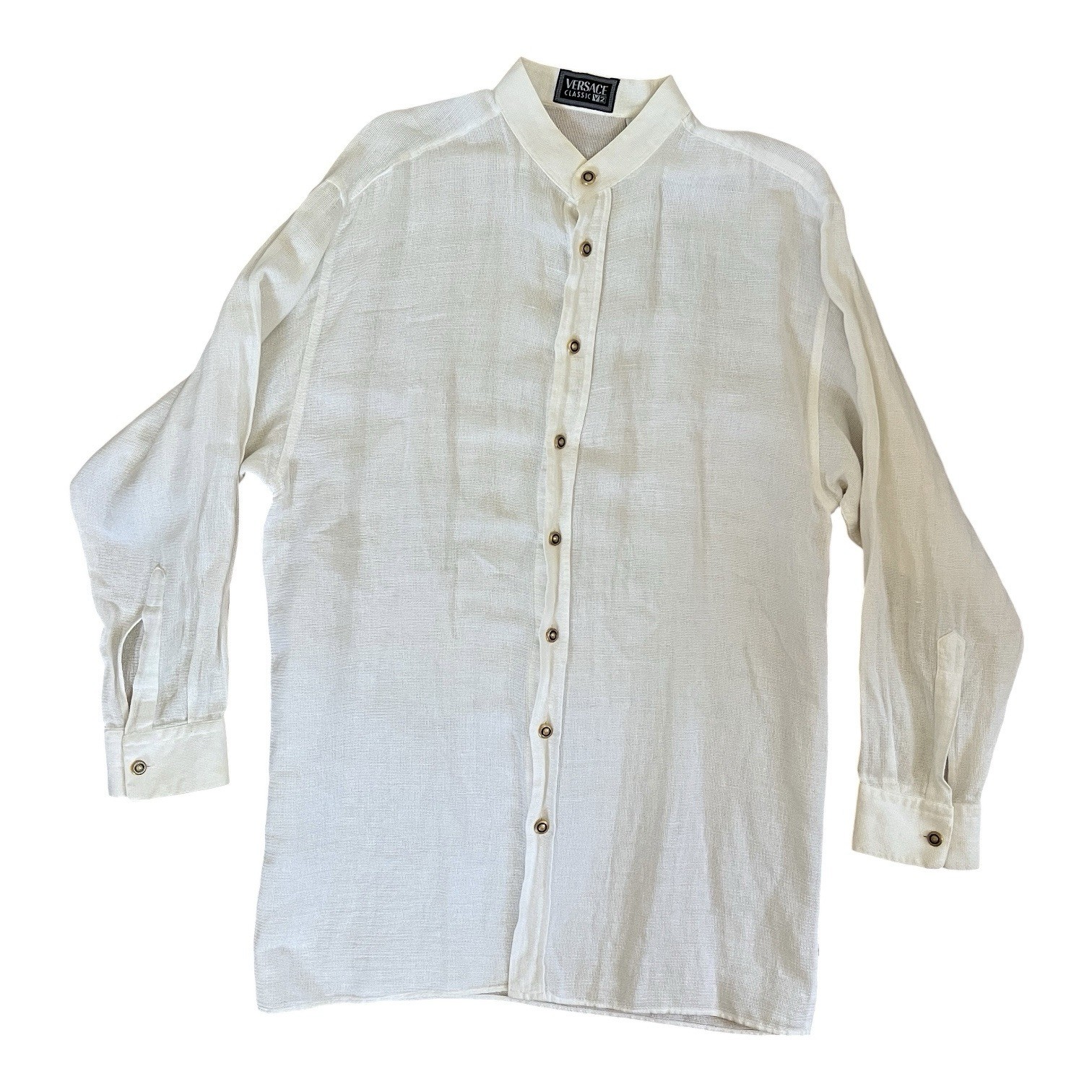 Vintage Versace Classic V2 Mandarin Henley Collar Shirt Miami Vice SZ L