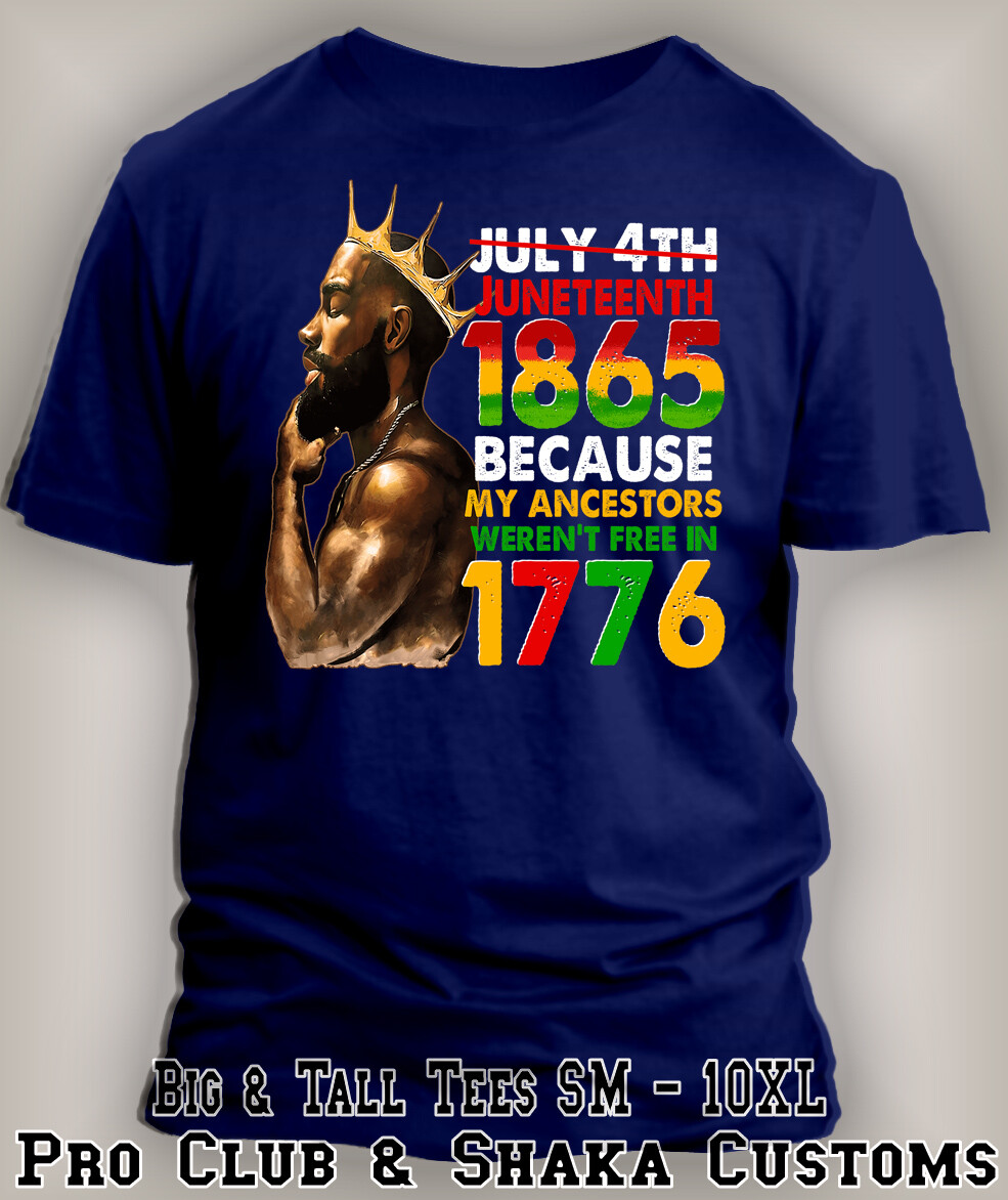Mens Black King 1865 Juneteenth Black History Tee Shirt Pro Club Shaka T gallery