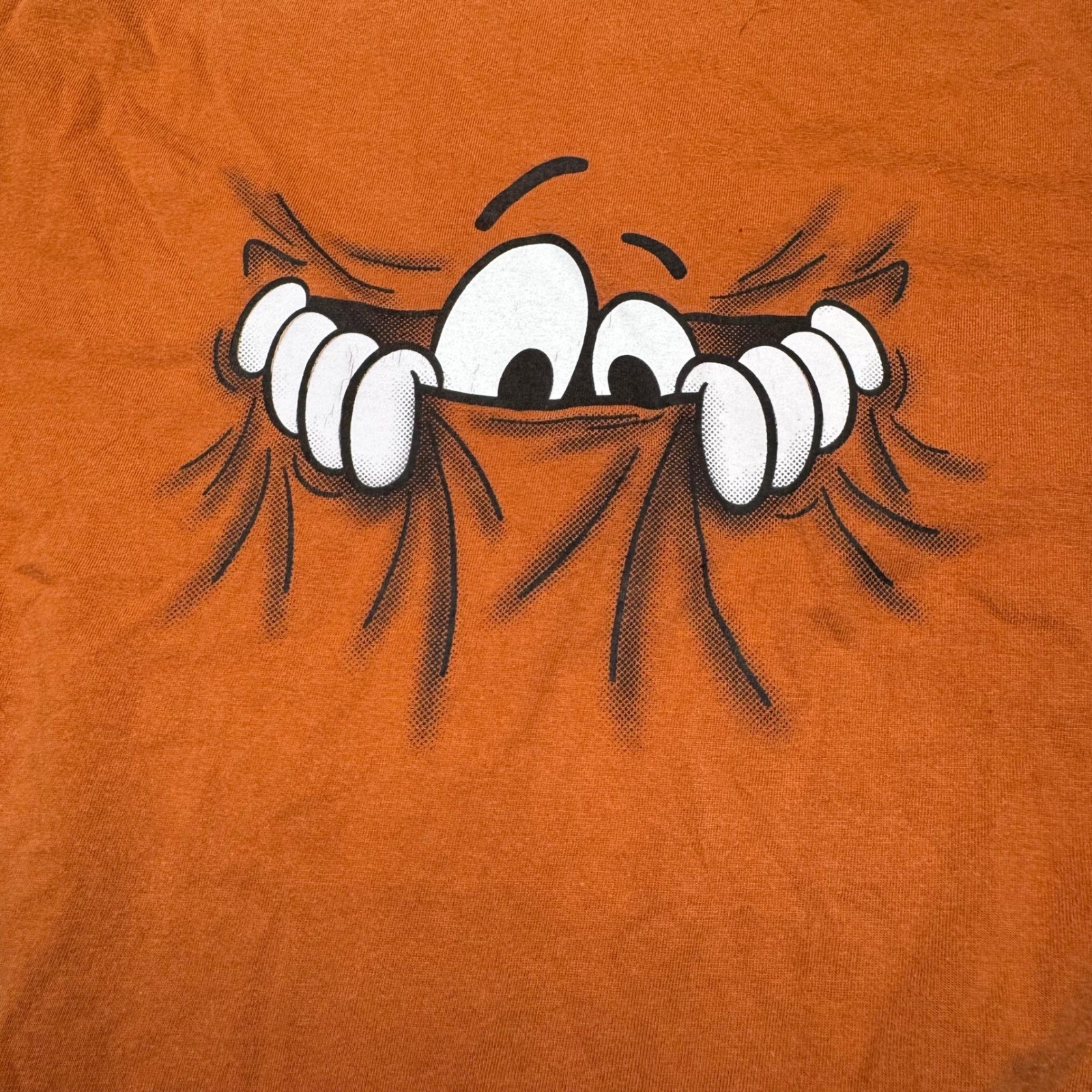 Bewakoof Burnt Orange Peeking Eyes Graphic T-Shirt Mens Large Short Sleeve Tee gallery