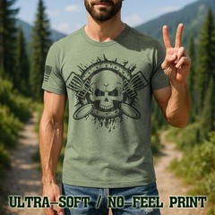 Disc Golf T Shirt – Disc Golfing Golfer Skull USA Flag Athletic T-Shirt – A125