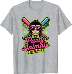 Party Animals Baseball Funny Monkey Vibrant Slime T-Shirt