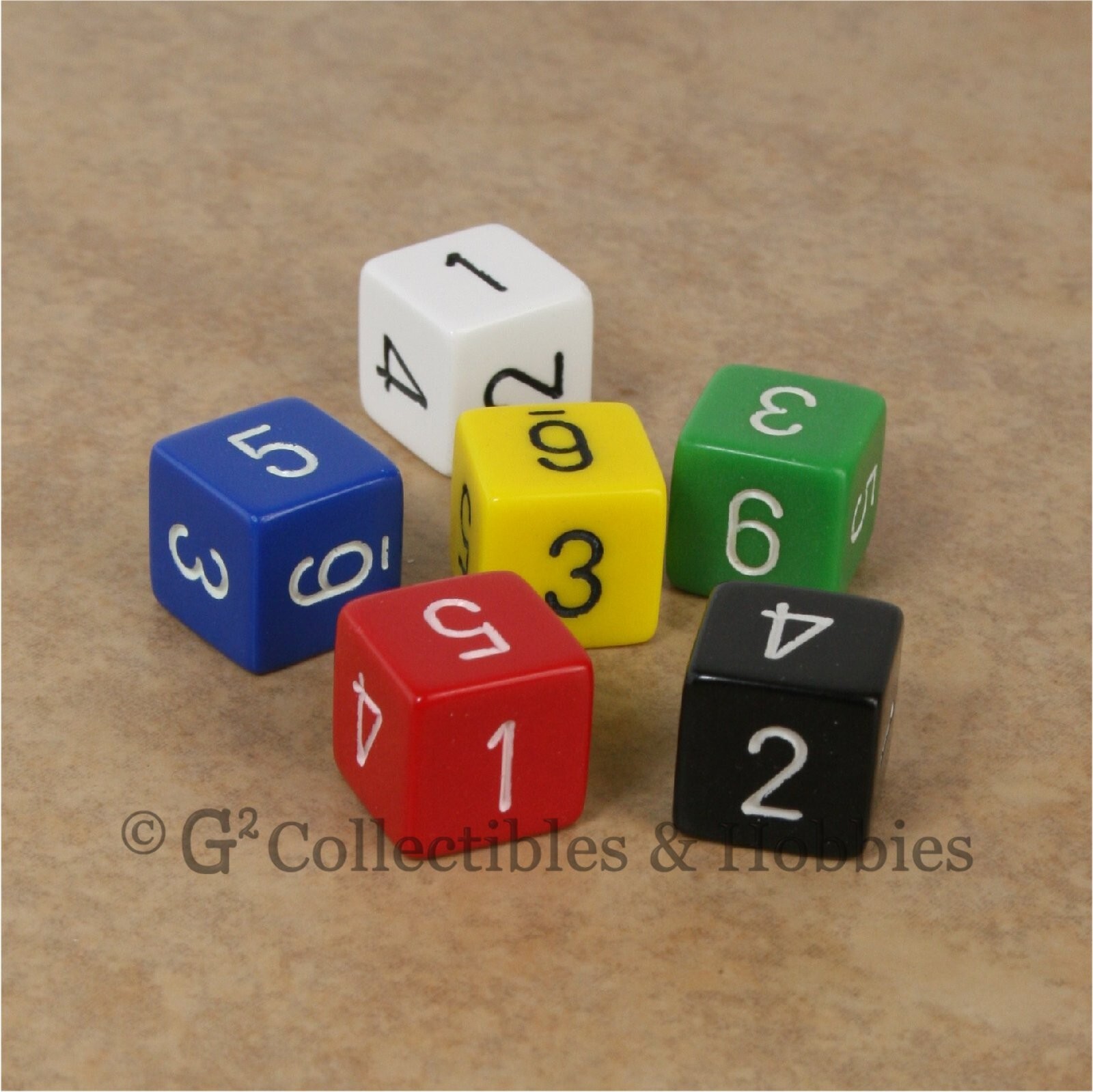 NEW Set 6 D6 Six Sided Game Dice with Numbers – 6 Colors RPG Numbered D6s