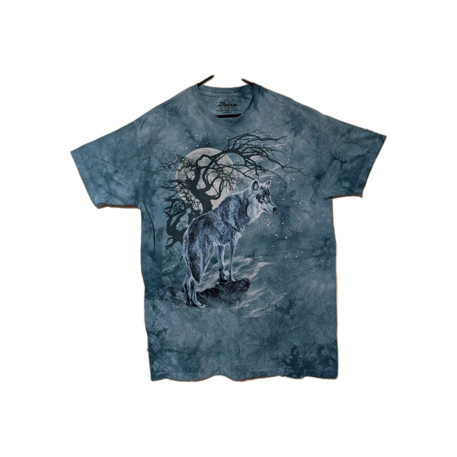 The Mountain Mens T-shirt Blue "Midnight Wolf" Retired Logo XL #6026 gallery
