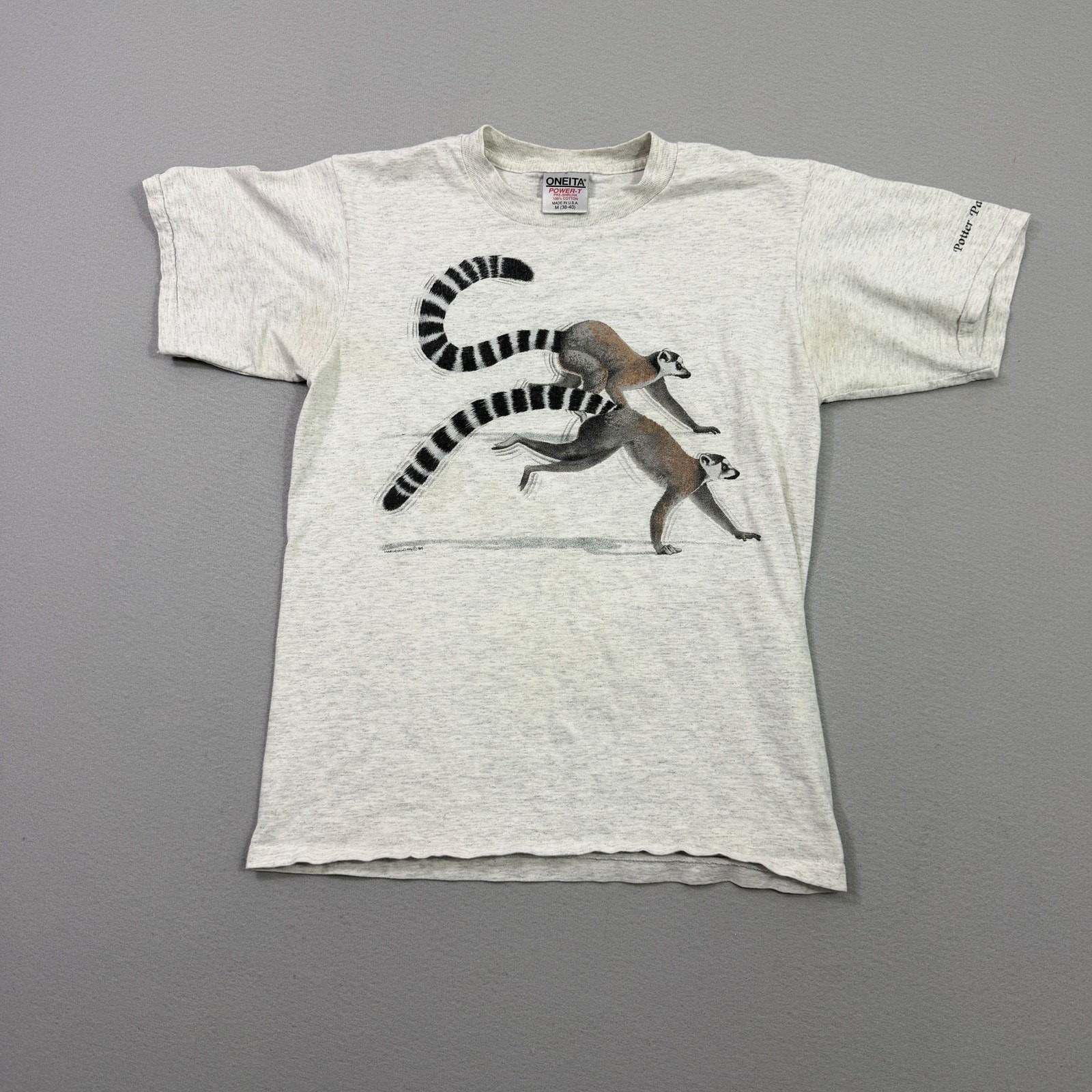 Vintage Ring Tailed Lemur Shirt Size Medium Gray 80s Nature Animals Madagascar gallery