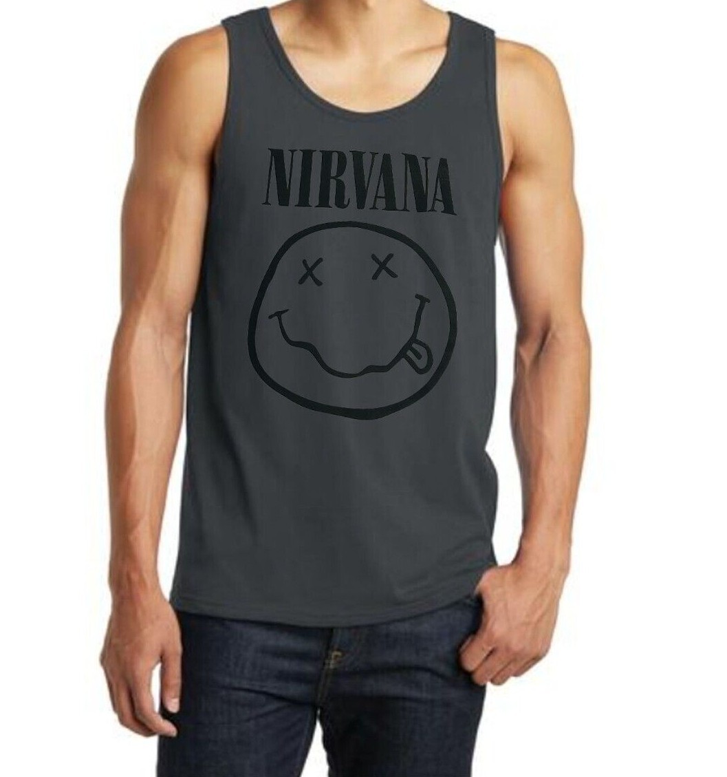 Nirvana Smile Rock Band Black Tank Top Men's Sizes gallery