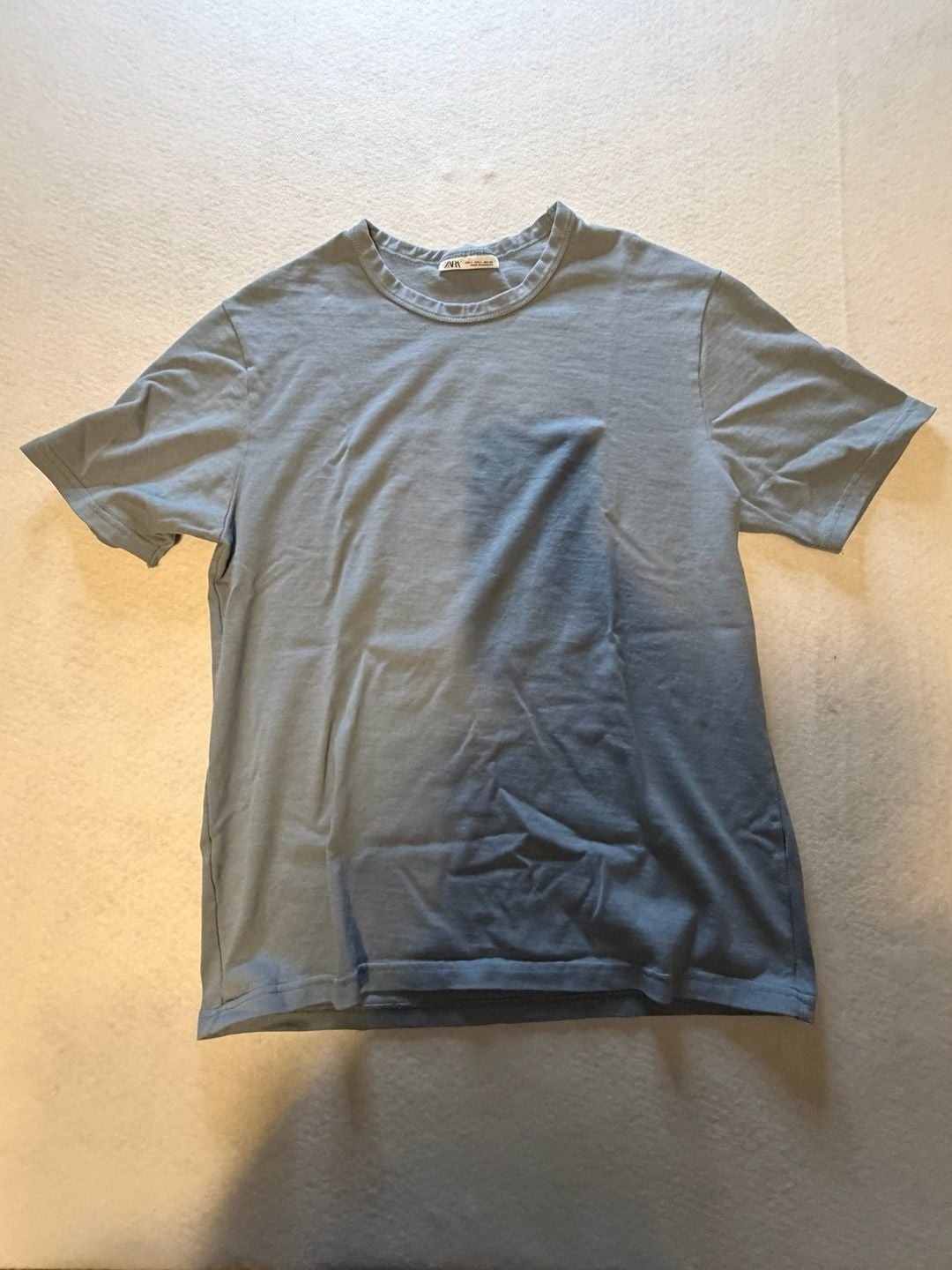 ZARA Men's Tie Dye Ombre Crew Neck T-Shirt Size Large Blue gallery