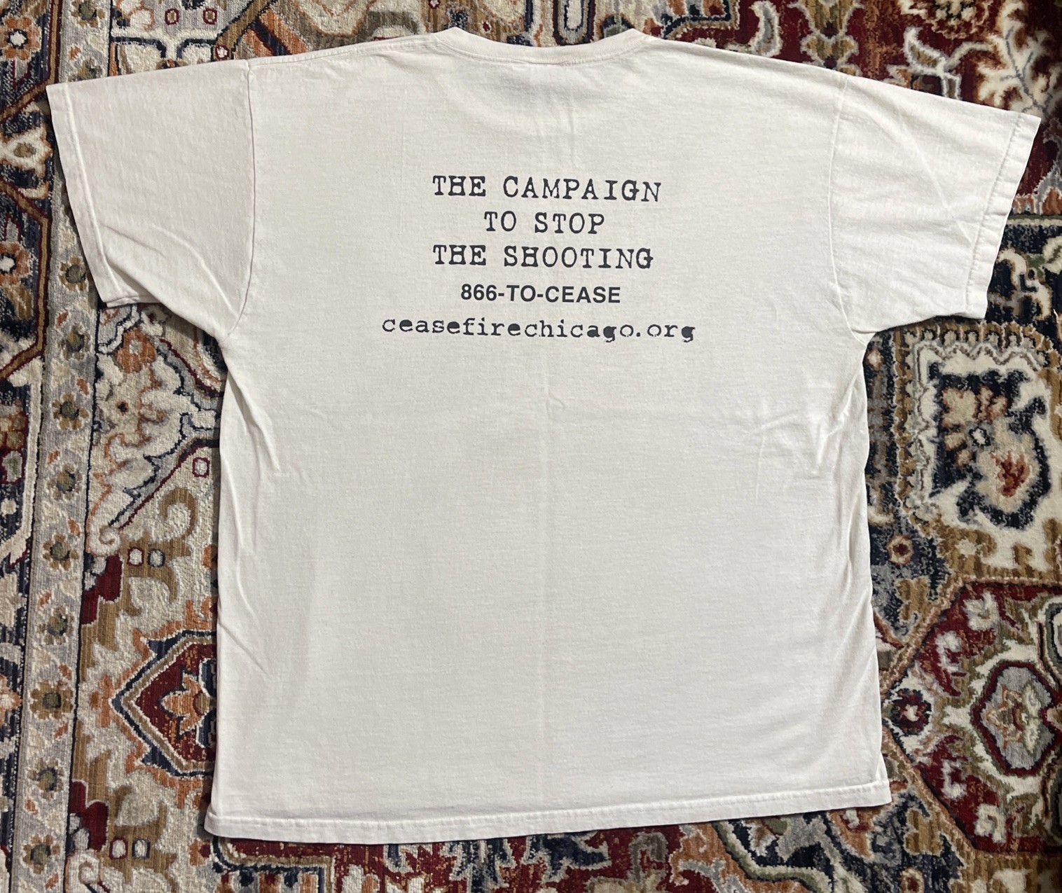 VTG Y2K Cease Fire Chicago Stop The Shooting Gun Violence T-Shirt size ADULT XL gallery
